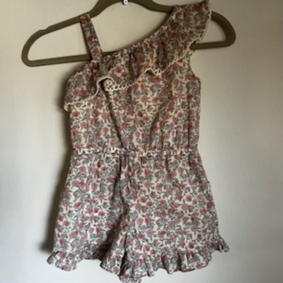 🧡3/15 Janie & Jack Pink Floral Cotton Romper with Pockets Girls 5 - Picture 2 of 7